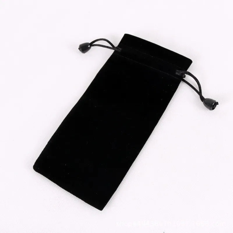 Black Velvet Flannel Gift Bag with Long Bead Rope Design 7.5*18cm Hydrating Spray Cleanser Jewelry Container for Pouch Display