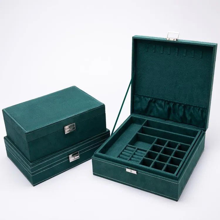 New Luxury Flannel Velvet Dark Green 12x12x12cm Jewelry Storage Box for Travel-Holds Bracelets Necklaces & Rings