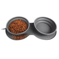 2-in-1 Collapsible Eco-Friendly Cat Dog Slow Feeder Adjustable Silicone Portable Non-Skid Water Food Pet Feeder Bowl Pet