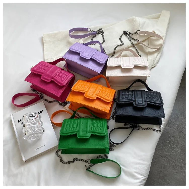 New Simple Ladies One Shoulder Messenger Bag Small Square Soft Pu Leather Handbags