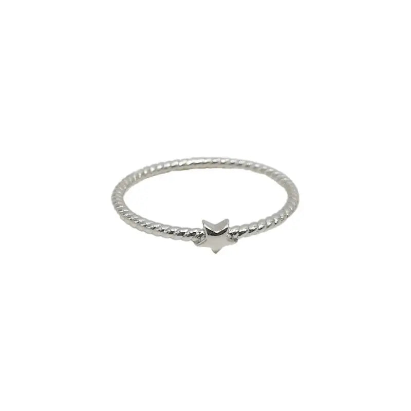 Korean Version Sterling Silver Rhodium Plated Vintage Engagement Star Twist Ring Women's Fashion Accessories