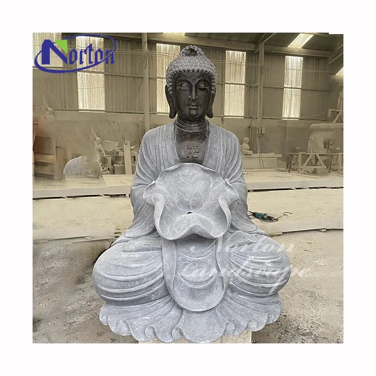 Outdoor Indoor Garden City Park Decoration Stone Marble Sitting Buddha Statue Waterfall Water Fountain Sculpture