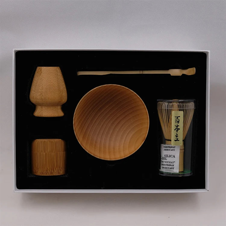 Newell Eco-Friendly Multifunction Minimalist Matcha Whisk Bamboo Set with Customised Tea Bowl Scoop Holder