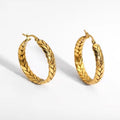 New Fashion Hoop Braided Earrings 18k Gold Plated Stainless Steel Hypoallergenic Non Tarnish Large Gold Hoop Earrings
