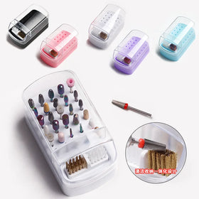 30 Holes Nail Art Drill Storage Box Grinding Polish Head Bit Holder Display Nail Drill Bits Organizer Nail Stand Manicure