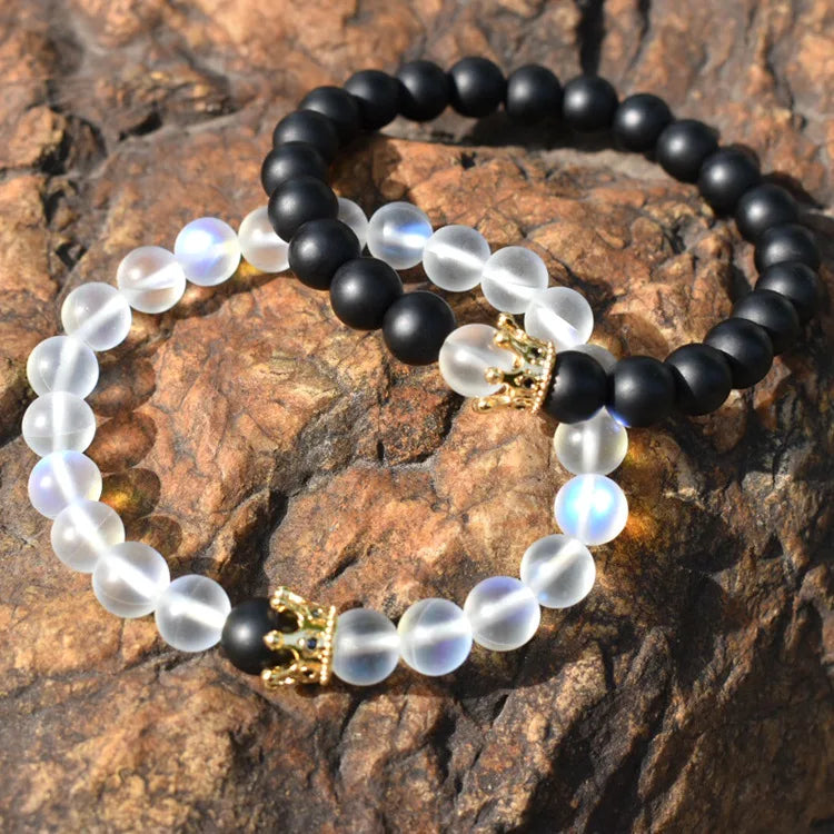 2022 New Arrival Korean Friendship Bff Bracelet Colored Stone Bead Bracelet Vintage Zircon Crystal Crown Bracelet for Girls
