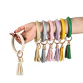 Tassel Leopard Snakeskin Leather Bangle Key Rings Keychains Bracelets Wristlet Keychain Bangle Bulk Wristlet Bangle Keychain