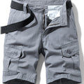 MS017 Men's Casual 100% Cotton Woven Solid Multi-Pocket Cargo Shorts Quick Dry Breathable for Outdoor Hiking