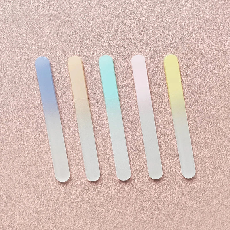 Unique Design Repair Shaped Glass Finger Nail File Finger Clean Tools Printed Colorful Gradient Glass Nail File