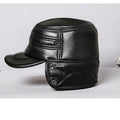 X1925 Leather Hat Military Style Male Outdoor Warm Ear Protection Flat Top Cap Men's Natural Skin Baseball Hat