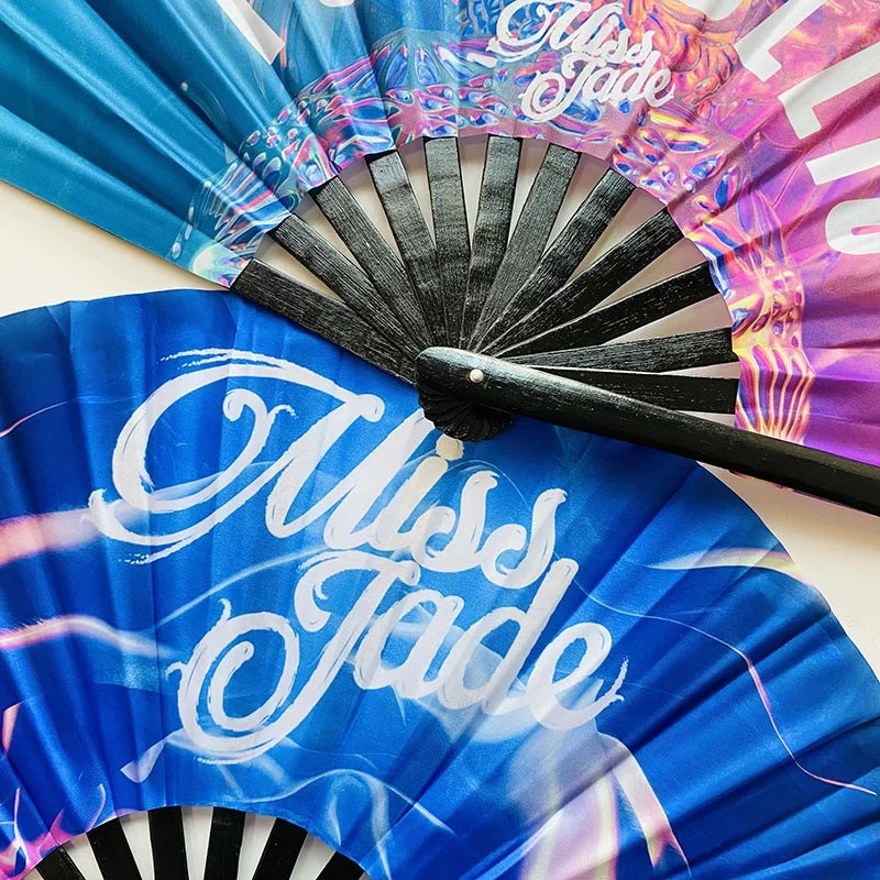 Bamboo Crafts Carved DIY Chinese Tai Ji Kung Fu Classic Traditional Music Promotion Rave Fan Custom 33cm Large