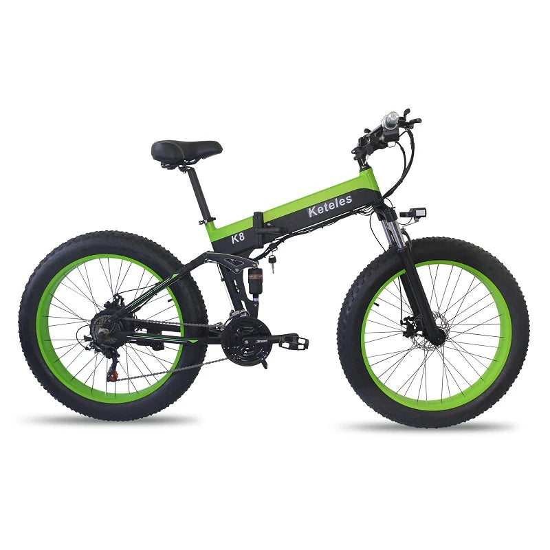 Keteles Good Quality EBike K8 26x4.0 Inch Fat Tire Folding E-Bike 21-Speed 36V 350W Motor 10AH Lithium Battery Electric Bike