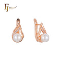 FJ Fallon Fashion Jewelry Pearl Earrings Plated in Rose Gold Brass Based