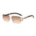 Sun Glasses for Ladies Diamond Rimless Sunglasses Woman Custom Glasses Designer Summer Square Metal Logo Diamond Cut Sunglasses