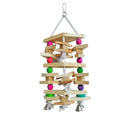 Eco-Friendly Non-Toxic Wooden Bird Toy with Colorful Rope Swing Safe for Chewing Parrot Interactive & Movement Toy