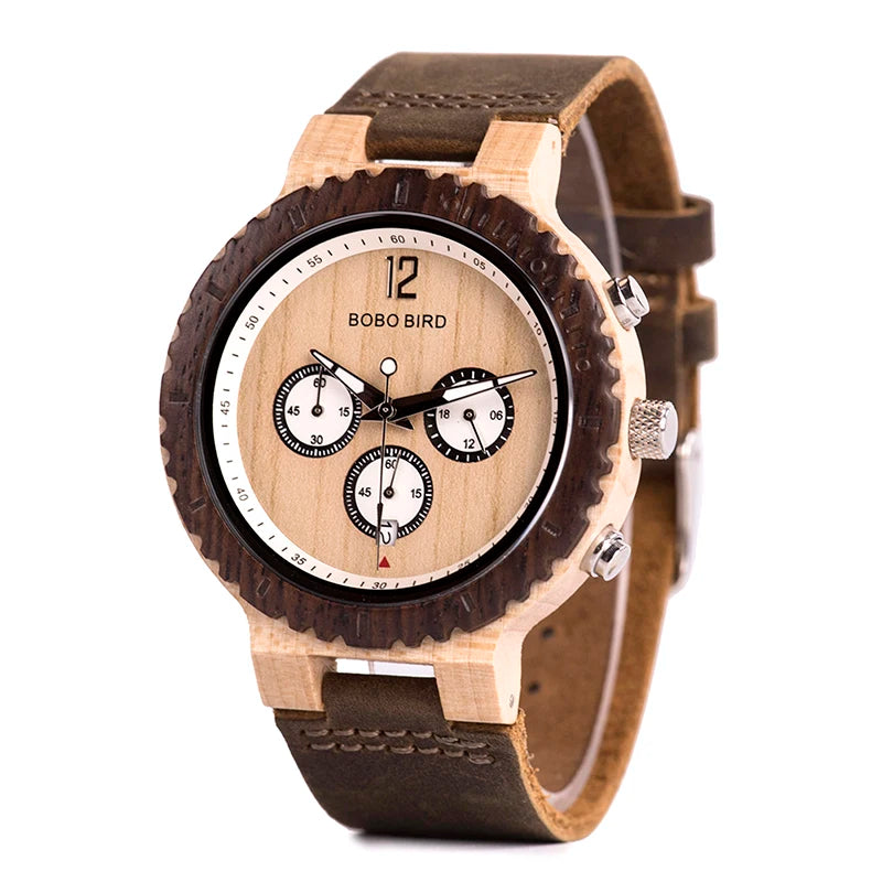 quickshipment BOBO BIRD Best Selling Minimalist Indian Print Business/Sport Watch for Men Fashion Dress Quartz Movement Watch