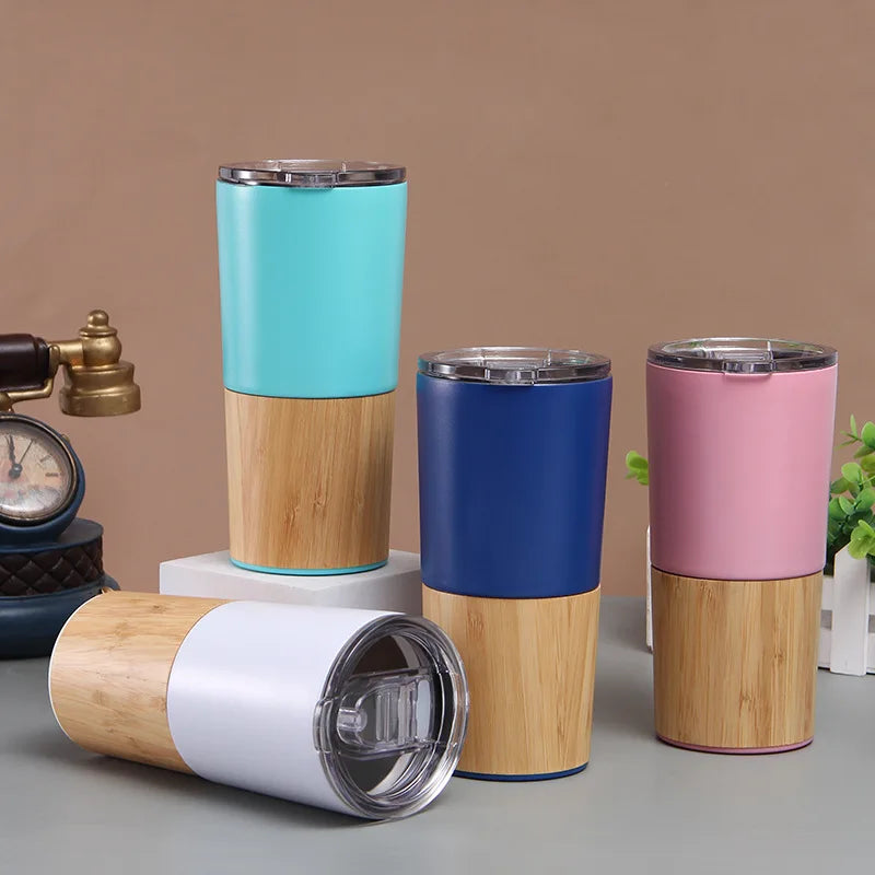 Thermal Cup Coffee Thermos Mug Water Bottle  Wooden Thermos Cups for Coffee with Lids