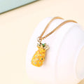 Trendy Pineapple Shape Crystal Rhinestones Necklace Diamond Painting Choker Chain for Women Girl Fruit Pendant Necklace