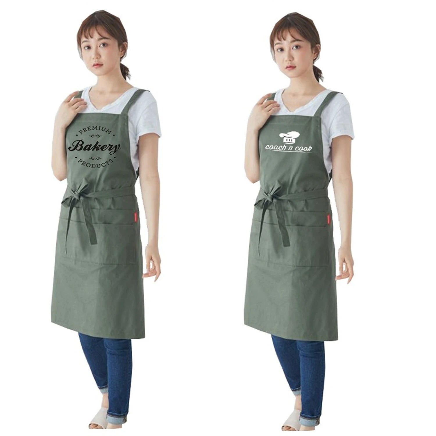 Top Quality Waterproof Denim Apron Heavy Duty Chef Jean Apron for Kitchen