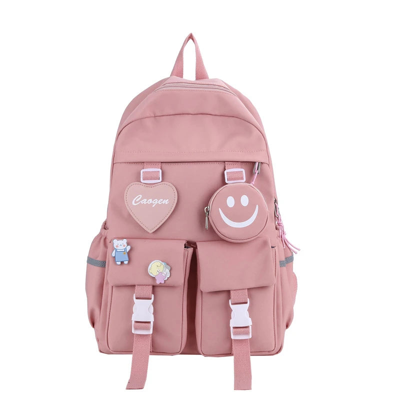 9312 Unisex Vintage Style Backpack Large Capacity Travel Computer Bag Zipper Closure Waterproof Cute Student School Backpack