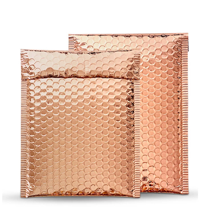 Custom Printed logo Rose Gold Mail Bag for Shipping Logistics Packaging Hologram Bubble Mailer Envelope Bag MegaBDM