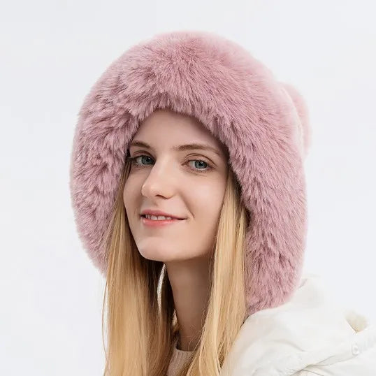 Genya Fleece Women Knit Beanie Hat for Girl Winter Ski Hat With Pompom Fashion Women Winter Knitted Hat
