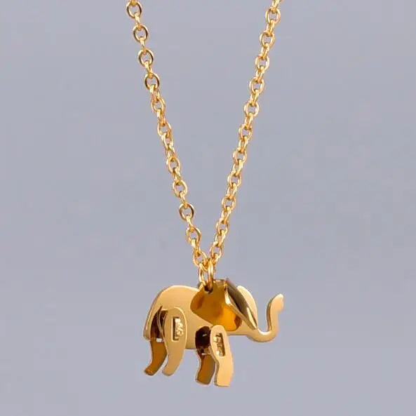 Elegant 316L Stainless Steel Elephant Pendant Necklace Gold Plated Animal Choker for Women for Weddings