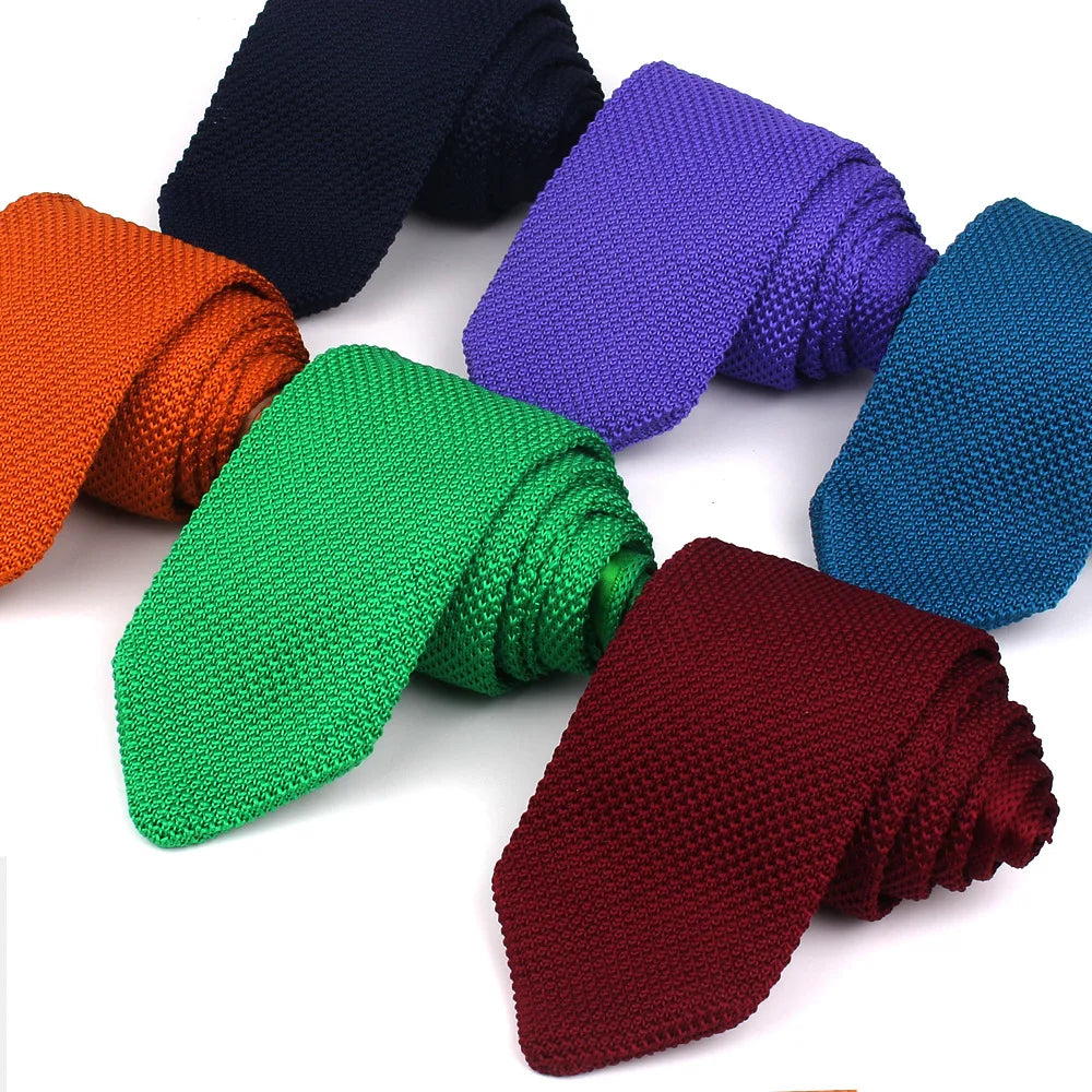 Casual Business Necktie Knitted Ties Men Solid Color 7cm Slim Neckties Wholesale Custom Logo Knitting Ties for Men Accessories