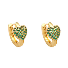MIENTE Hoop Filled Studs Jewelry Earrings for Women Crystal 18K Gold Plated Heart Zircon Earrings