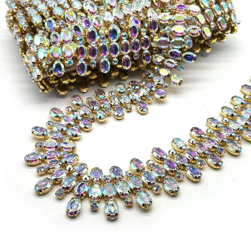 Cheap Price Rhinestone Banding Trim AB Acrylic Stone Rhinestone Trimming by the Yard