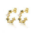 925 Silver Fashion Jewelry Earrings Colorful Zircon Big Round Gold Plated Hoop Earrings Women Girls