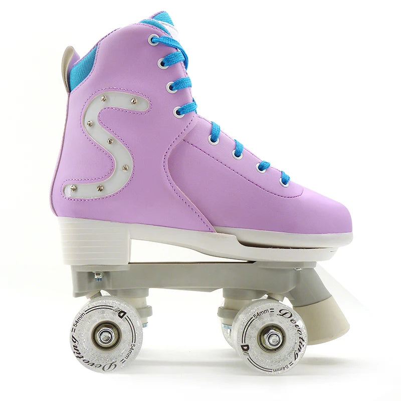 Customized Professional Artistic Quad Fast Outdoor Roller Skate Sneakers 4 Light Wheels EN13899 Certified for Girls