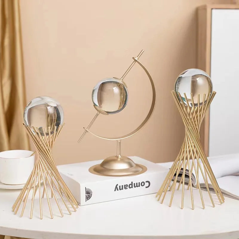 Interior Modern Nordic Table Gold Accessories Wholesale Metal  Art Crafts Home Decor Pieces Luxury Crystal Decor
