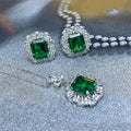 Fashion Jewelry for Women Exquisite Earrings Rings and Necklaces Luxury Emerald Copper Zircon Jewelry Set