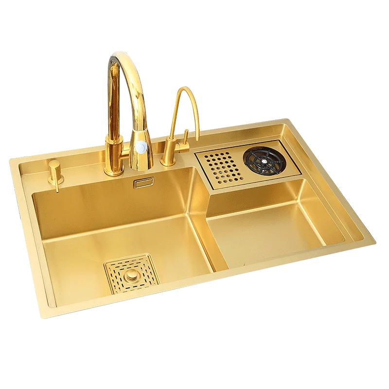 Brushed Gold Large Single Sink Kitchen Accessories Sink Undercounter 304 Stainless Steel Dishwasher Sink