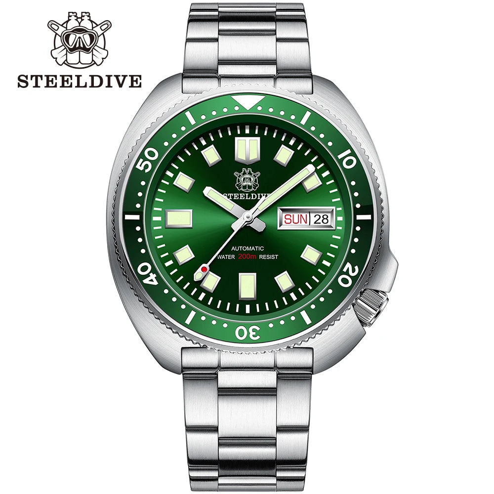 New Arrival STEELDIVE Brand SD1970W 200M Waterproof Ceramic Bezel Sapphire Glass Automatic Day and Date Turtle Dive Watch