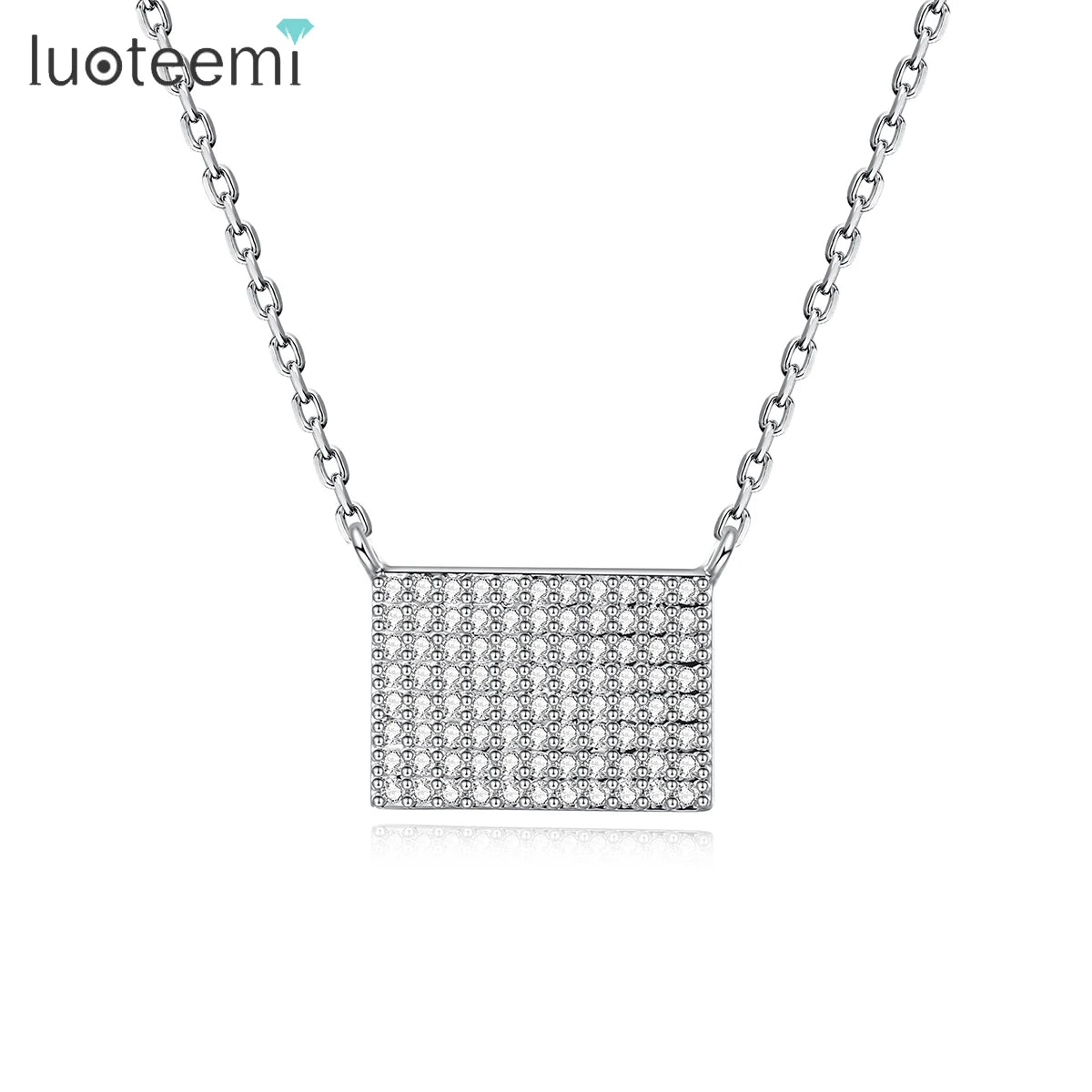LUOTEEMI CZ Pendent Necklace Brass Chain Elegant Designer Fashion Jewelry Trending Pendant & Charm