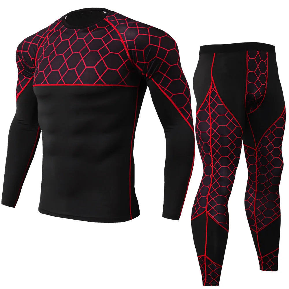 Men Compression Wear Long Sleeves Base Layer and Compression Legging With Sublimation Printed Panel Gym Wear Suit for Men
