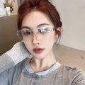 ShanHai Y2K Hot Girl Riding Windproof Sports Sunglasses with Integrated Sunglasses Large Frame Premium Metal Goggles for Women