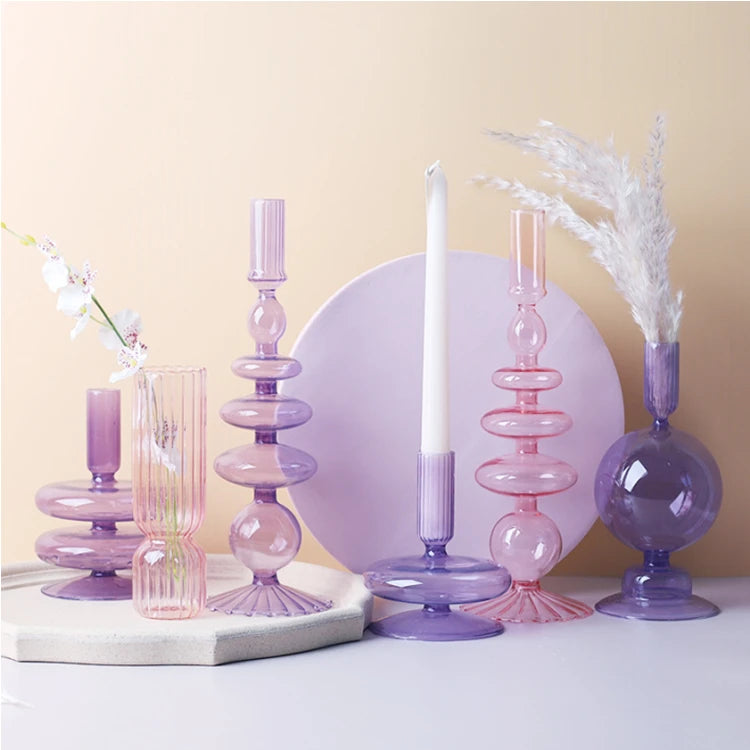 Creative Hotel Living Room Dining Table Flower Inserts All-match Glass Candle Holder Vase
