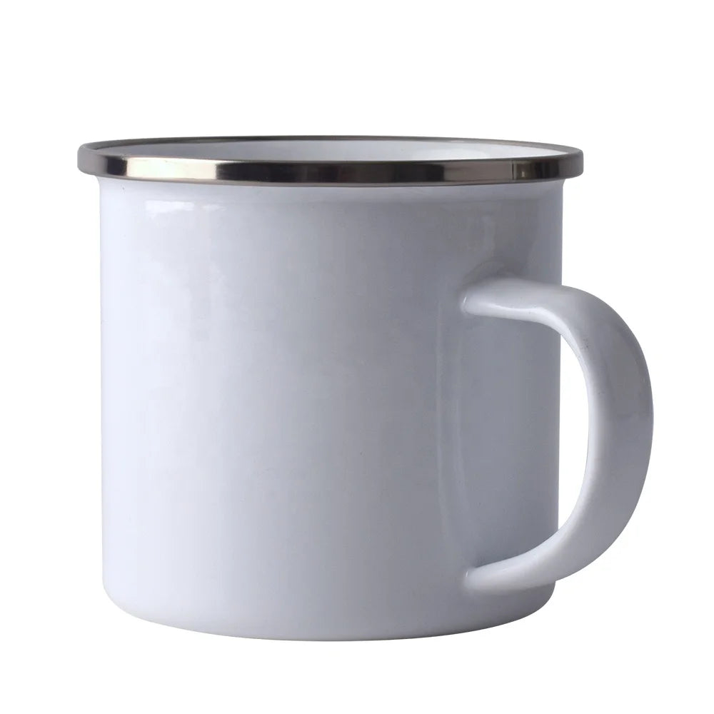 White Metal Enamel Camp Mug 11 oz Sublimation Camping Mug