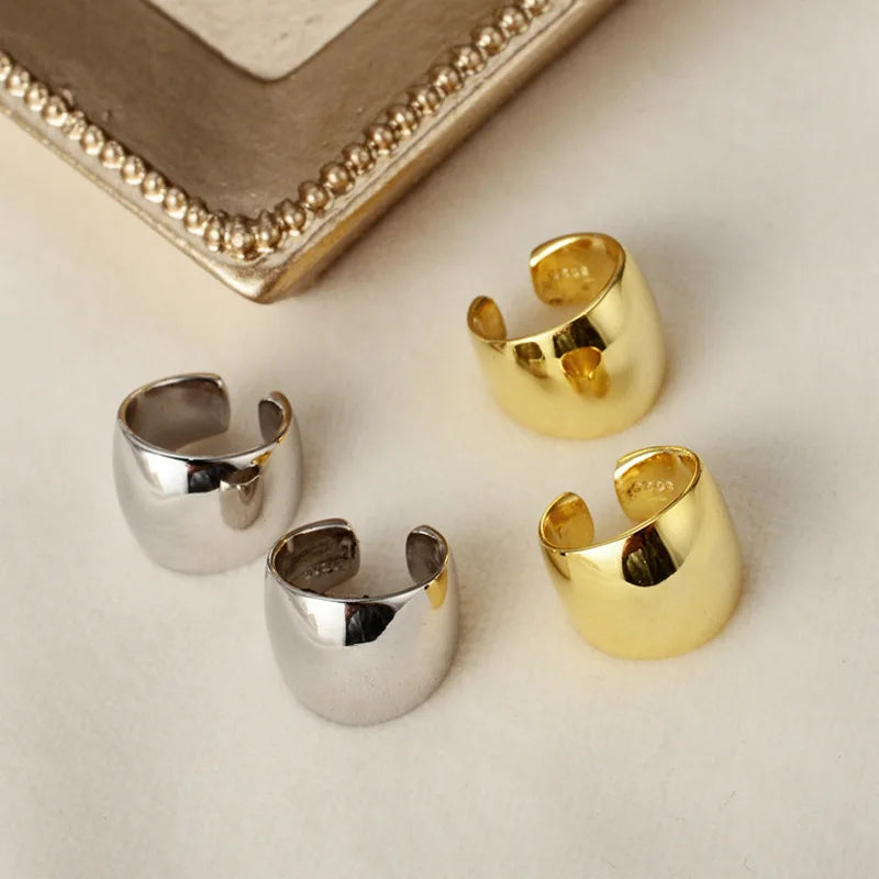 Fine Jewelry 925 Sterling Silver Cartilage Chunky Clip on Earring 18k Gold Plated Ear Euff Earrings for Women YF3464