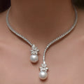 Collar De Perlas Personalized Rhinestone Pearl Choker Necklace Jewelry Party Zincon Bling Tennis Pearl Necklace for Women