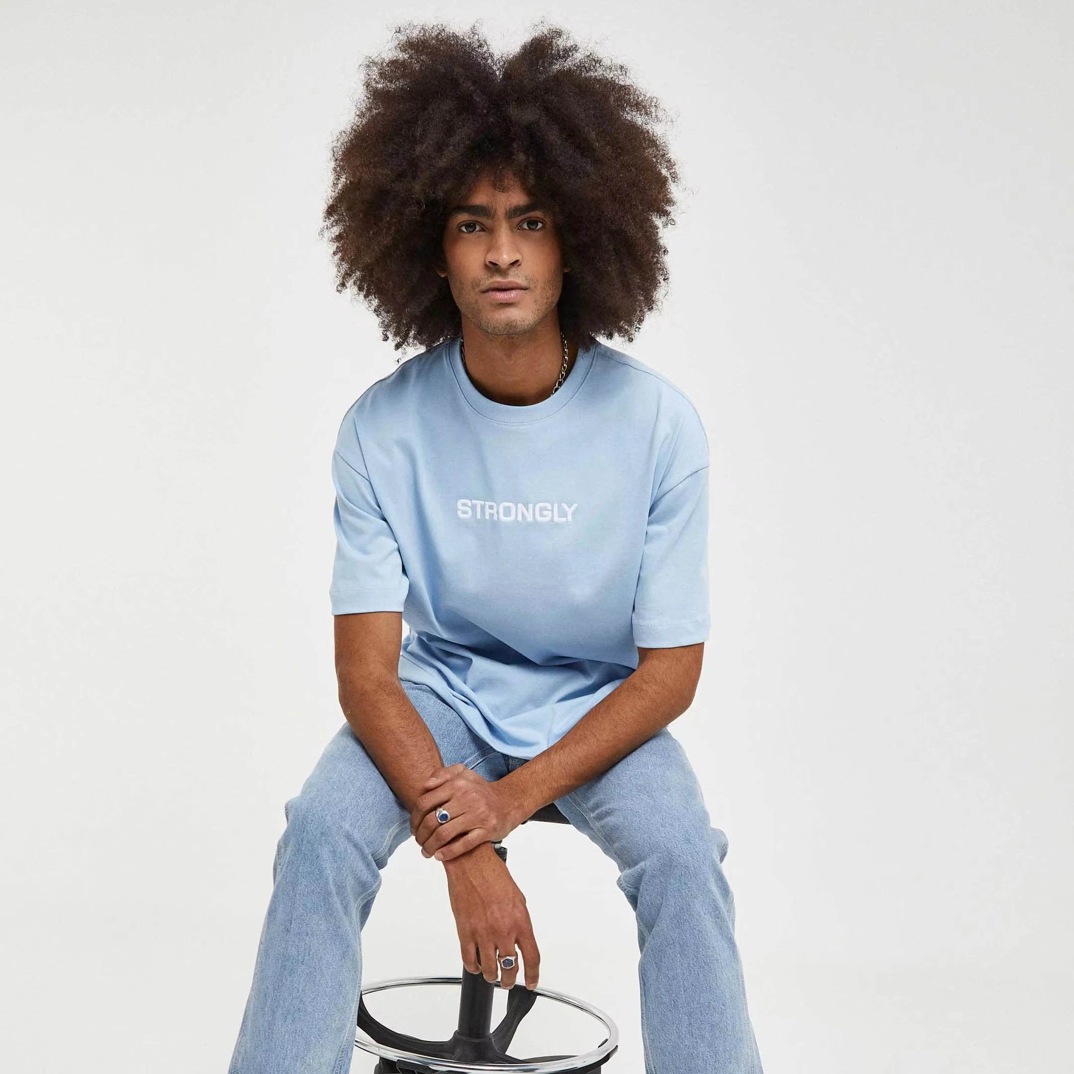 Imperio Shop Unisex Casual Soft Breathable Cotton Loose Relaxed Fit Oversized T-Shirt with O-Neck Collar in for Blue for Men
