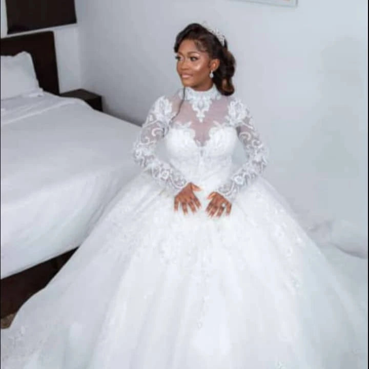 S6555F Drop Shipping 2023 High -quality Hot -selling Bride Luxury Lace Dresses Women Lady Elegant Wedding