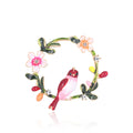 ROMANTIC Fashion Women Brooches Cute Animals Bird Wreath Enamel Flower Lapel Brooches Pin