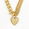 2025 Jewelry Brand Customized 18 k Gold Chunky Cunban Link Chain Crystal Heart Pendant Necklace for Women