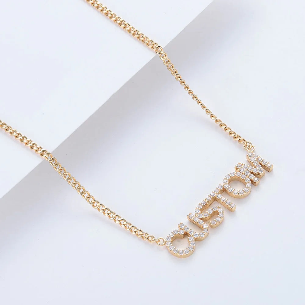 DIY Jewelry Custom Charm Jewelry Initial Letter Necklace Personalized Stainless Steel Pendant Necklaces Link Chain Women's CN03