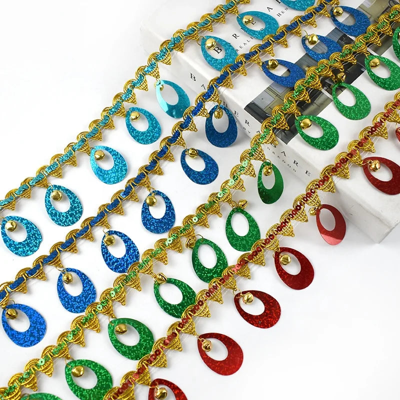 Deepeel RC010 6cm DIY Tassel Lace Ribbon Clothing Accessories Bag for Dress Sewing with Sequins Lace Trims for Home Textile