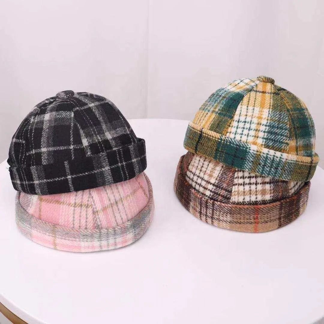 MIO Wholesale Baseball Adjustable Fashion Round Unique Brimless Hat Brimless Cap Hot Sell Snapback Plaid Kids